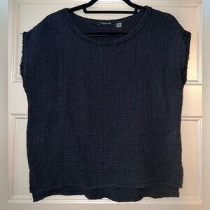 Black linen short sleeve shirt, women’s M, Tahari